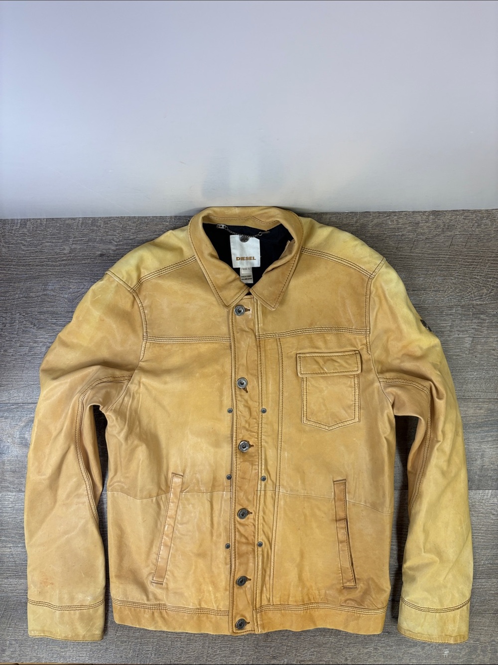 Diesel Tan Lamb Leather Field Jacket Size Large